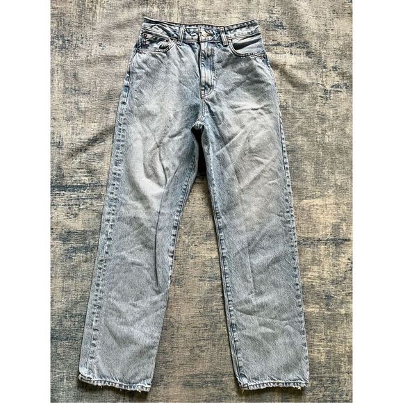 Madewell Light Wash Distressed Curvy 90's Straight Leg High Rise Jeans 25 - Picture 1 of 9